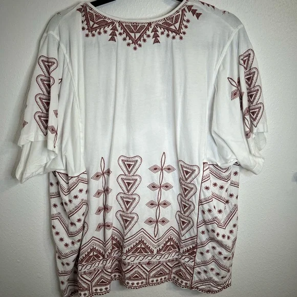 Johnny Was Cream and Brown Embroidered Blouse - Picture 3 of 4